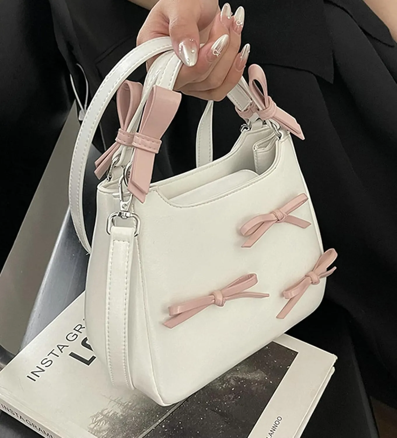 2025 Cute Bowknot Small Handbag Women Shoulder Top Handle Crossbody Wristlet Bag