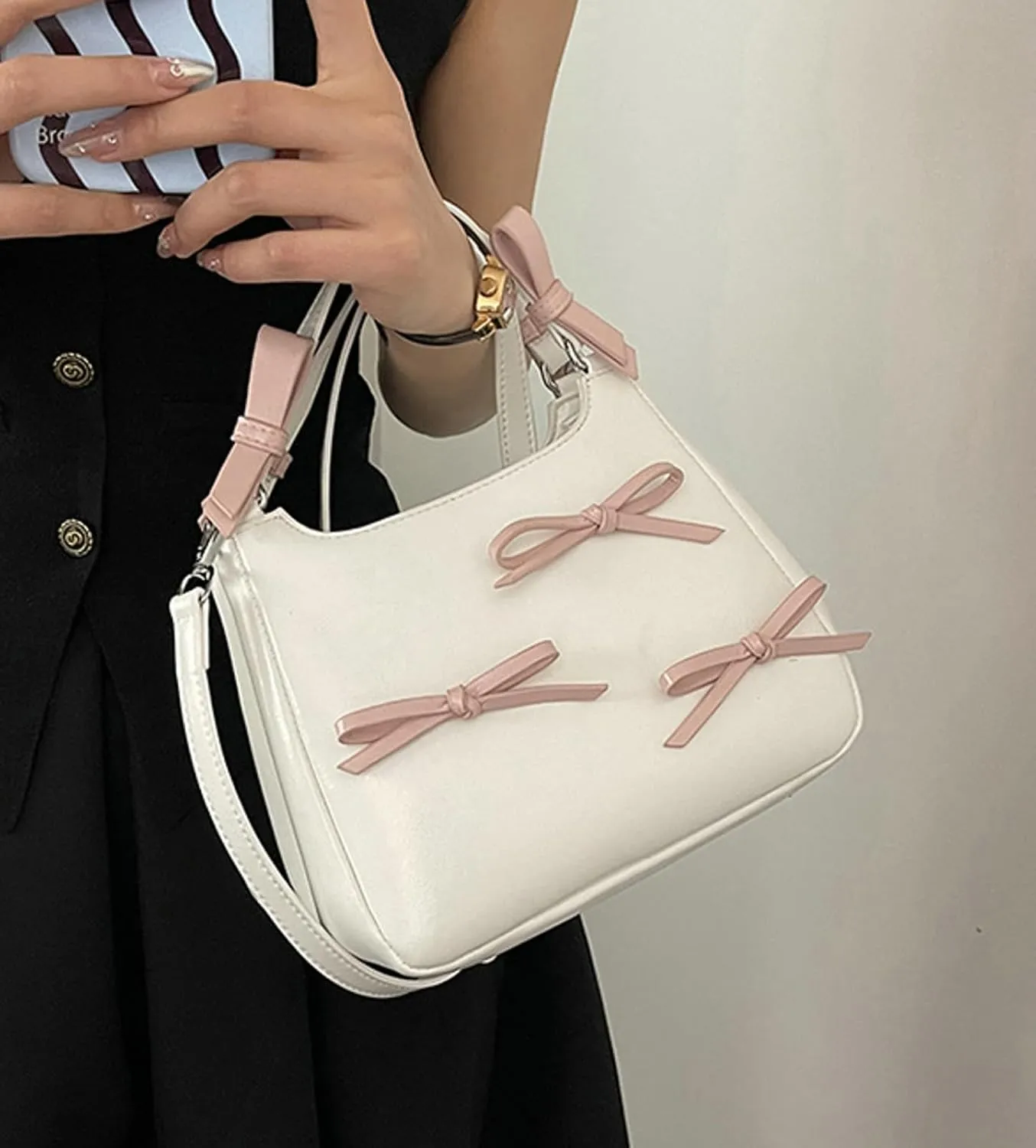 2025 Cute Bowknot Small Handbag Women Shoulder Top Handle Crossbody Wristlet Bag