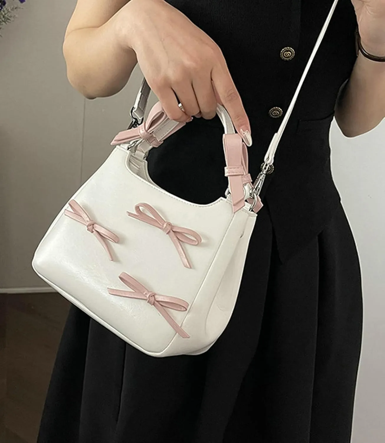 2025 Cute Bowknot Small Handbag Women Shoulder Top Handle Crossbody Wristlet Bag