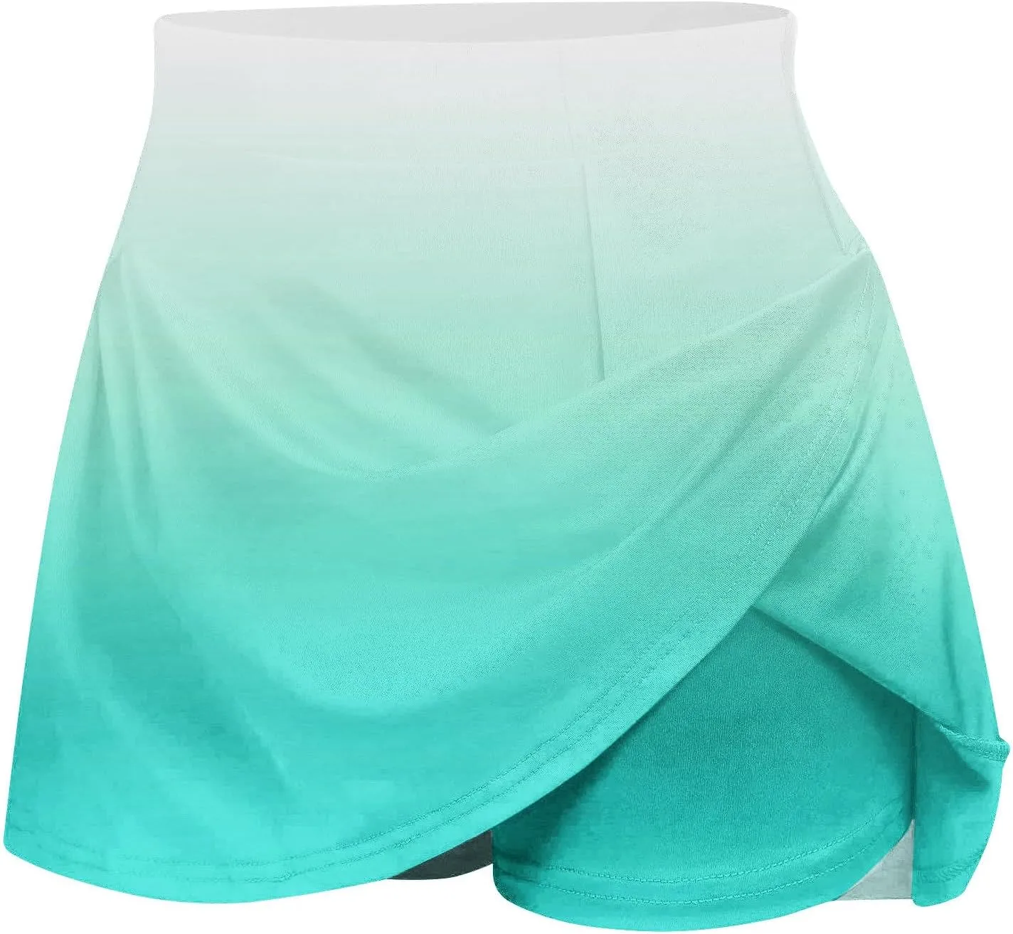 2025 Women Gradient Colour Skirt Shorts Ladies Pleated Tennis Skirts Short Regular Fit Fake Two Piece Half Trouser