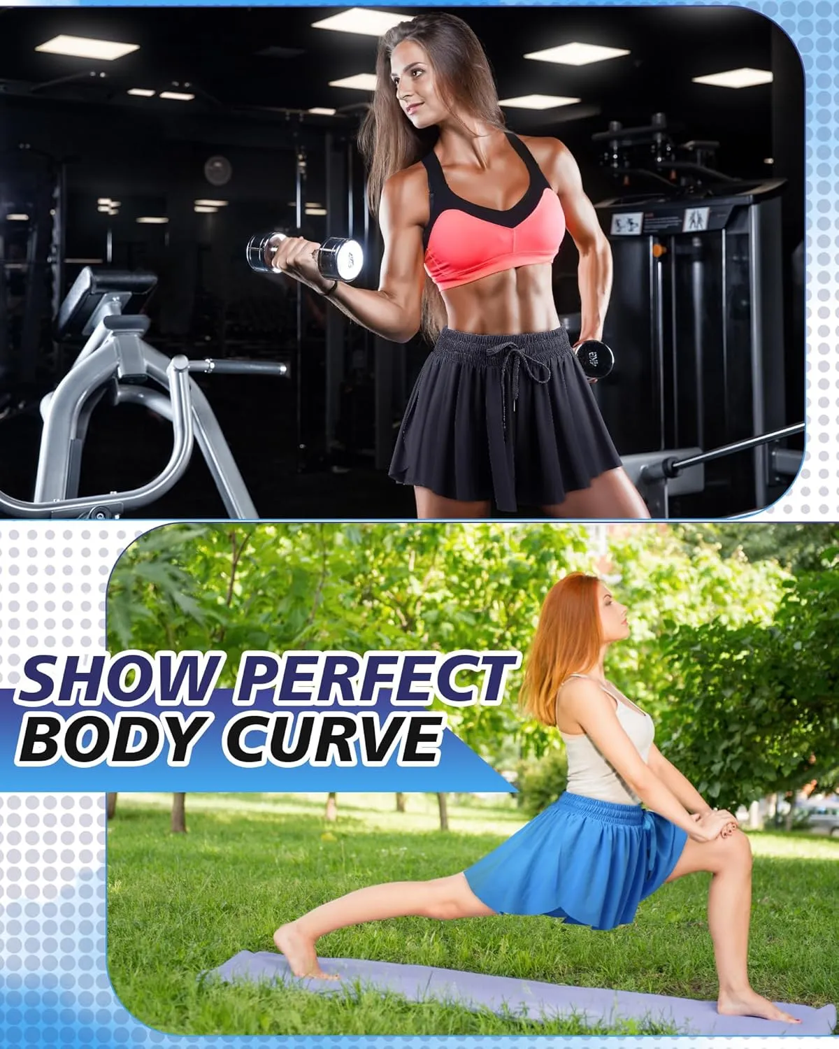 3 Pcs Flowy Running Shorts for Women 2 in 1 Butterfly Shorts with Pockets Spandex Liner Athletic Workout