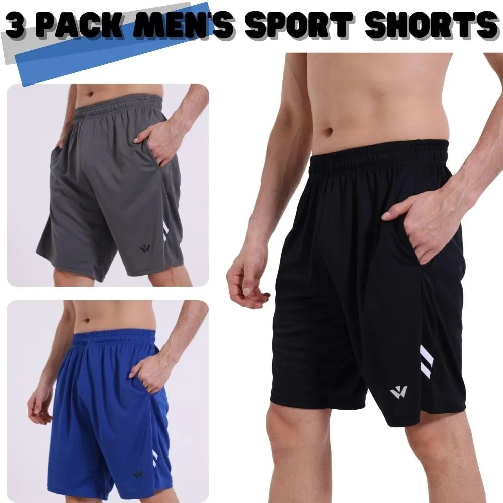 3/5 Pack Athletic Gym Mens Shorts Quick Dry Basketball Shorts with Pockets for Workout Running Casual Activewear
