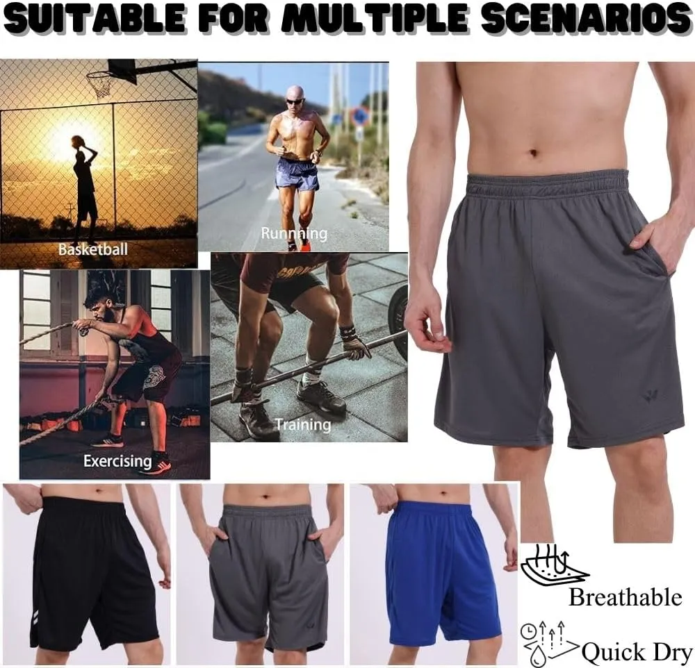 3/5 Pack Athletic Gym Mens Shorts Quick Dry Basketball Shorts with Pockets for Workout Running Casual Activewear