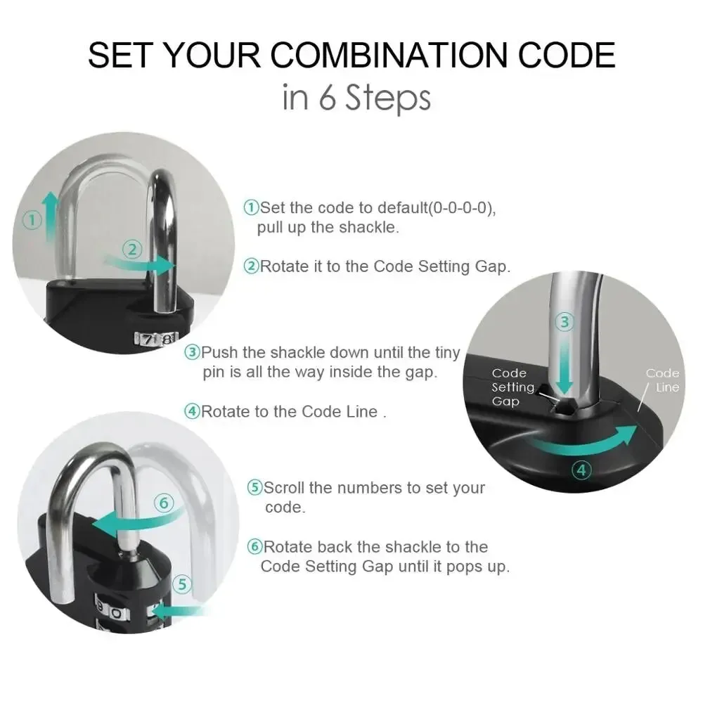 4 Digit Mini Combination Padlock for Outdoor use Waterproof Lock for Door Suitcase Bag Cabinet Locker and Window