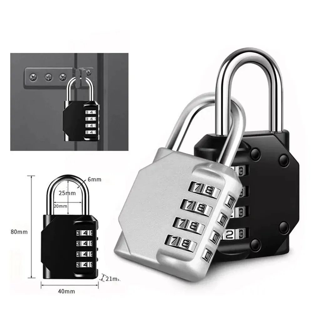 4 Digit Mini Combination Padlock for Outdoor use Waterproof Lock for Door Suitcase Bag Cabinet Locker and Window