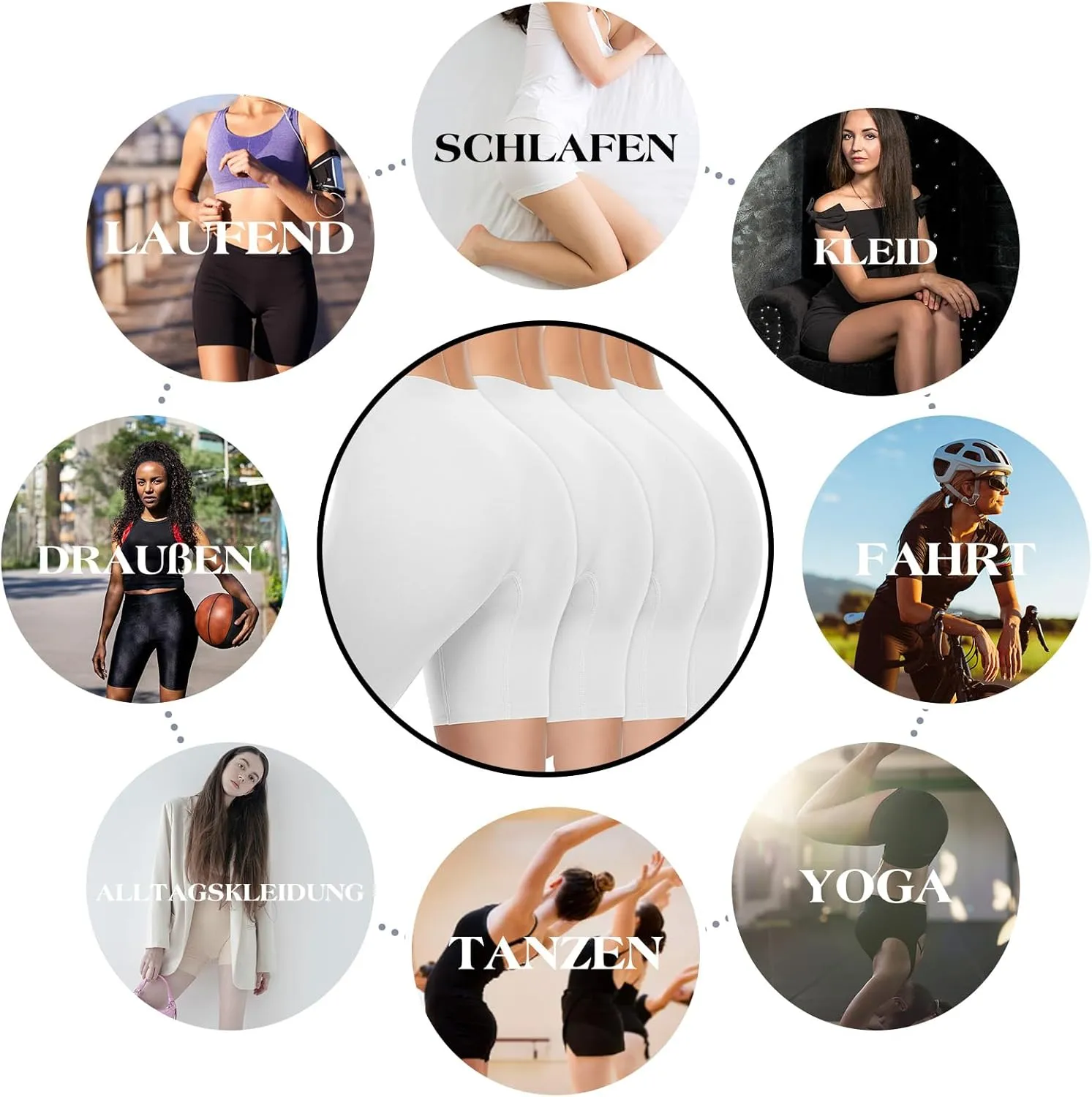 4 Pack Seamless Anti Chafing Slip Shorts for Women Under Dresses, Smooth Boy Shorts Underwear for Summer