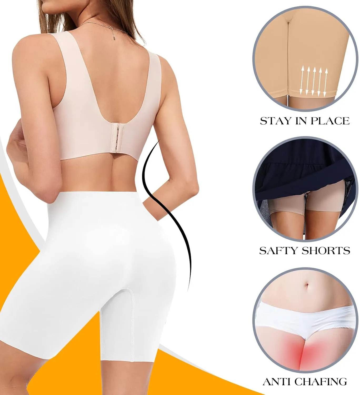 4 Pack Seamless Anti Chafing Slip Shorts for Women Under Dresses, Smooth Boy Shorts Underwear for Summer