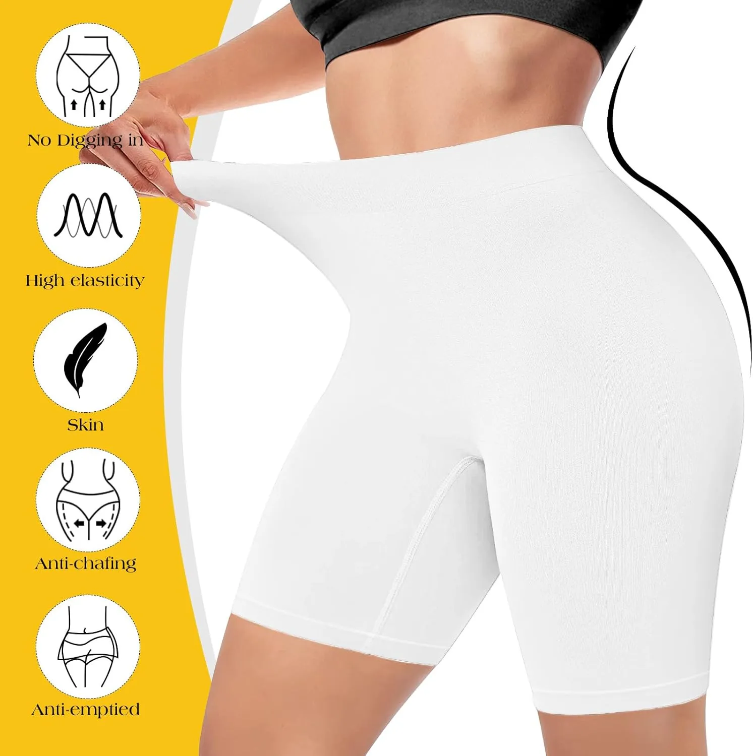 4 Pack Seamless Anti Chafing Slip Shorts for Women Under Dresses, Smooth Boy Shorts Underwear for Summer
