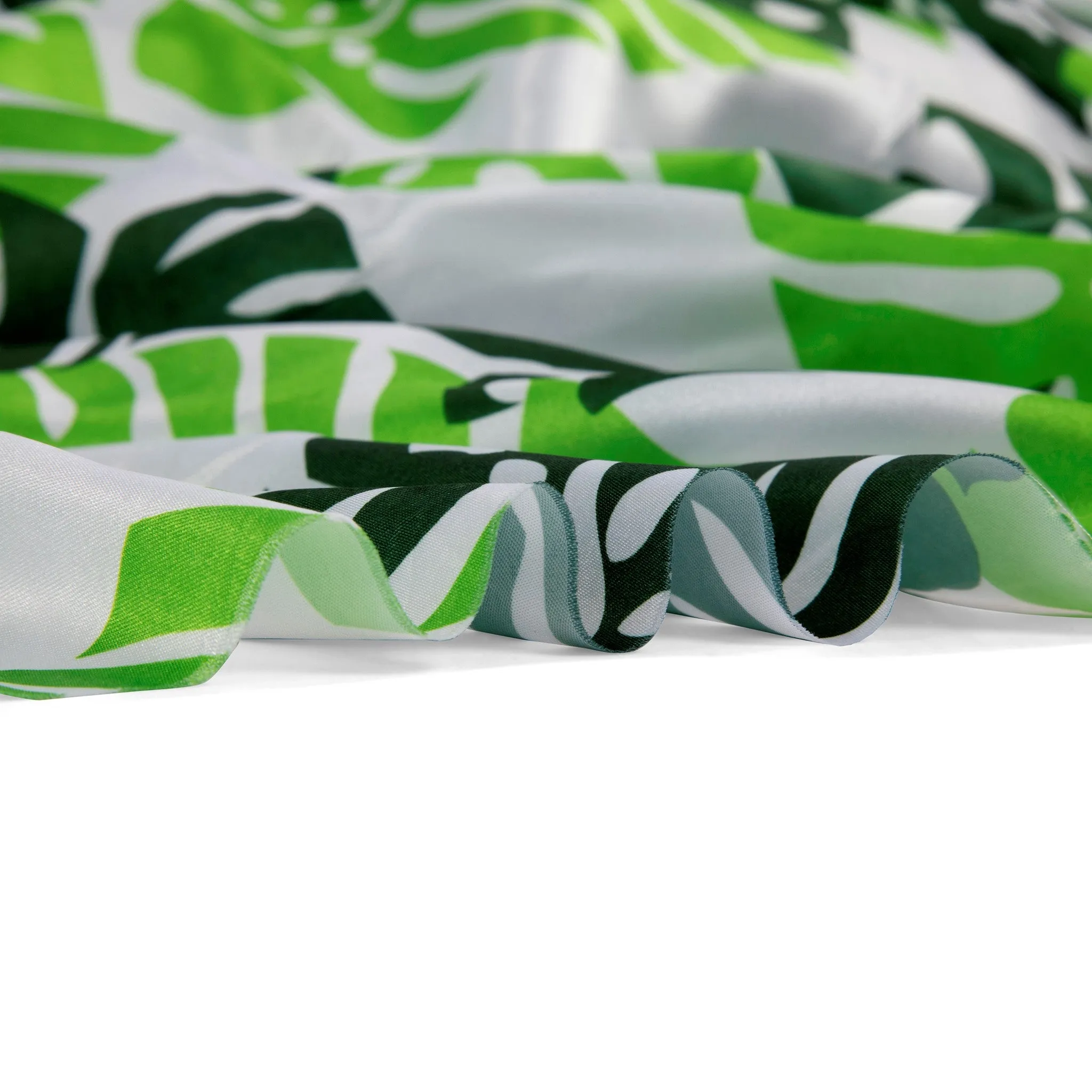 40 yds Satin Fabric Roll - Tropical Palm Leaf