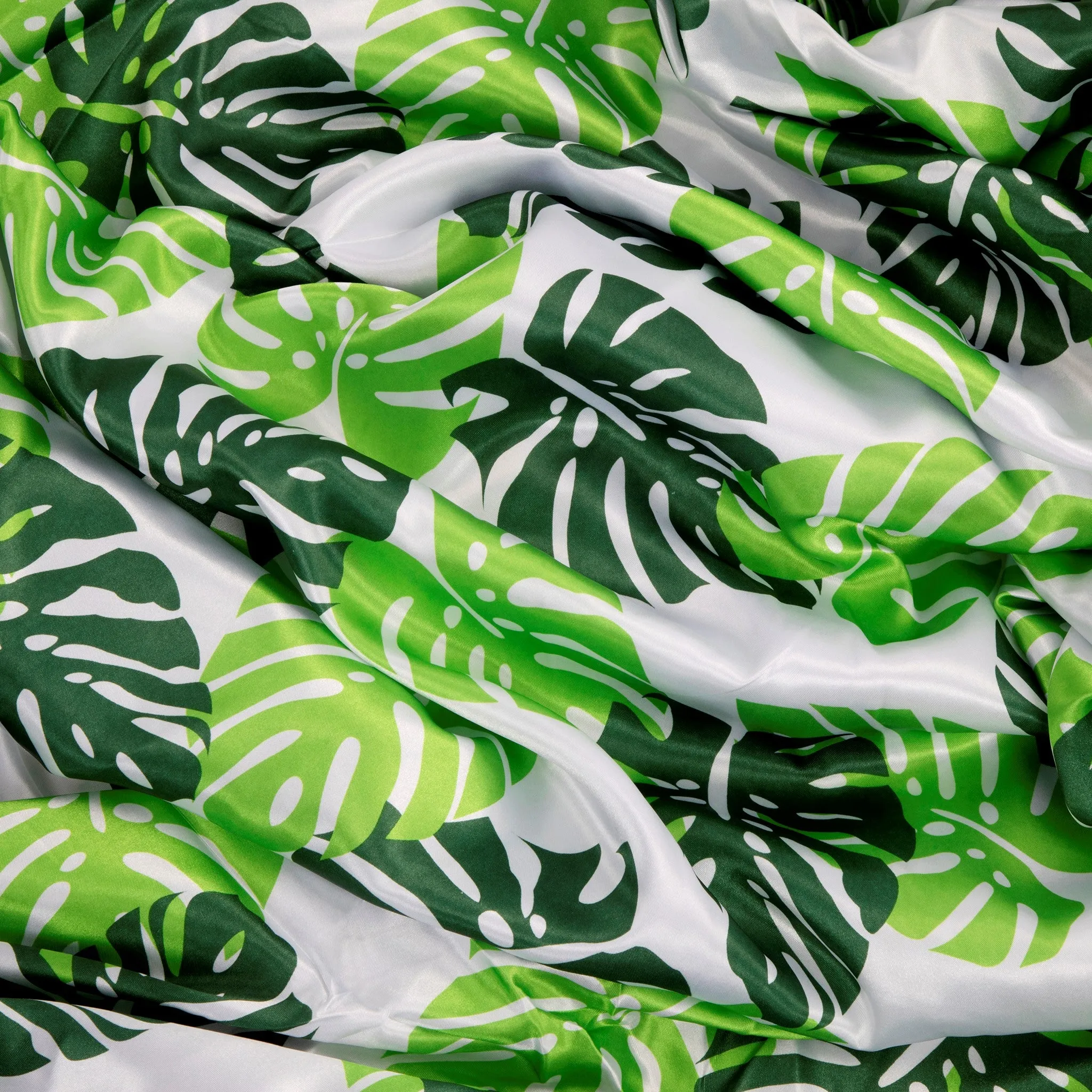 40 yds Satin Fabric Roll - Tropical Palm Leaf