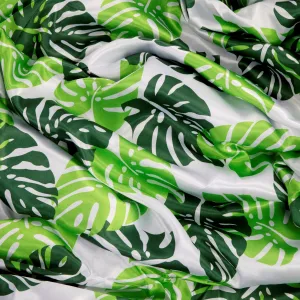 40 yds Satin Fabric Roll - Tropical Palm Leaf