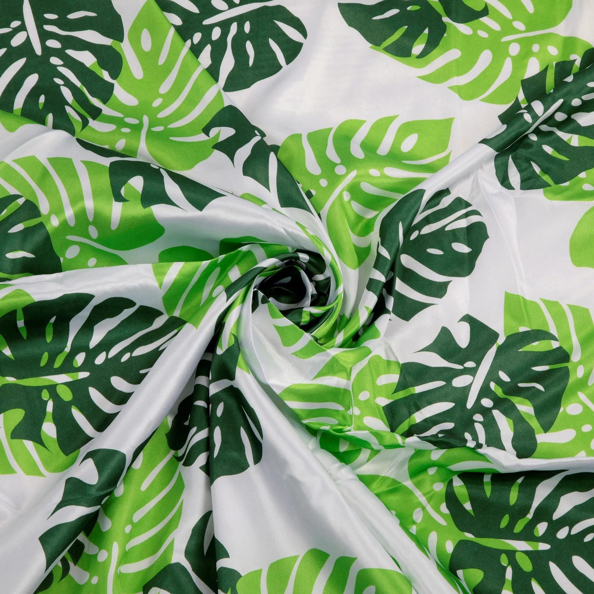 40 yds Satin Fabric Roll - Tropical Palm Leaf