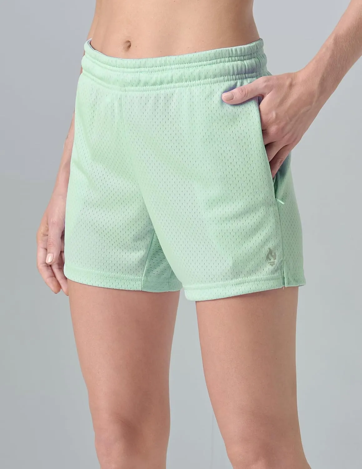 5-Pack Women's Athletic Shorts Mesh Basketball, Ladies Active Loose Pull-On Shorts with Zipper Pockets, 5" Inseam