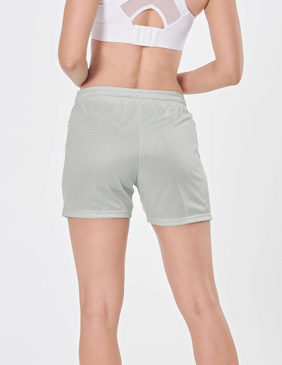 5-Pack Women's Athletic Shorts Mesh Basketball, Ladies Active Loose Pull-On Shorts with Zipper Pockets, 5" Inseam