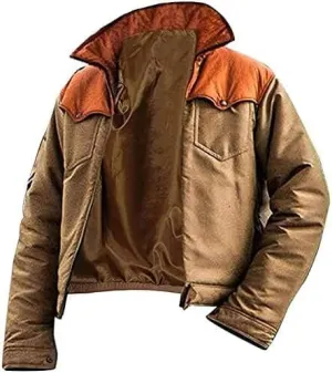 ABz Leathers Men's Kevin Costner Cotton Yellowstone Cowboy John Dutton Bomber Cole Hauser Jacket