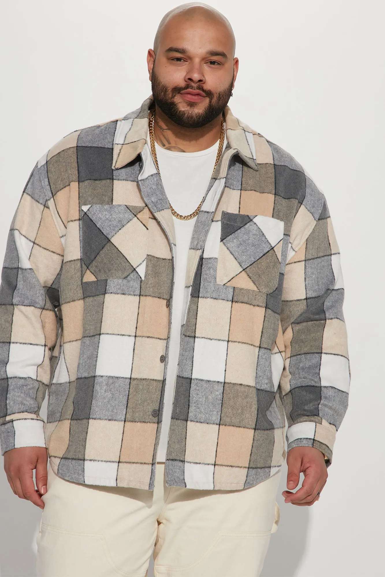 Act Two Heavyweight Flannel Button Up - Grey/combo