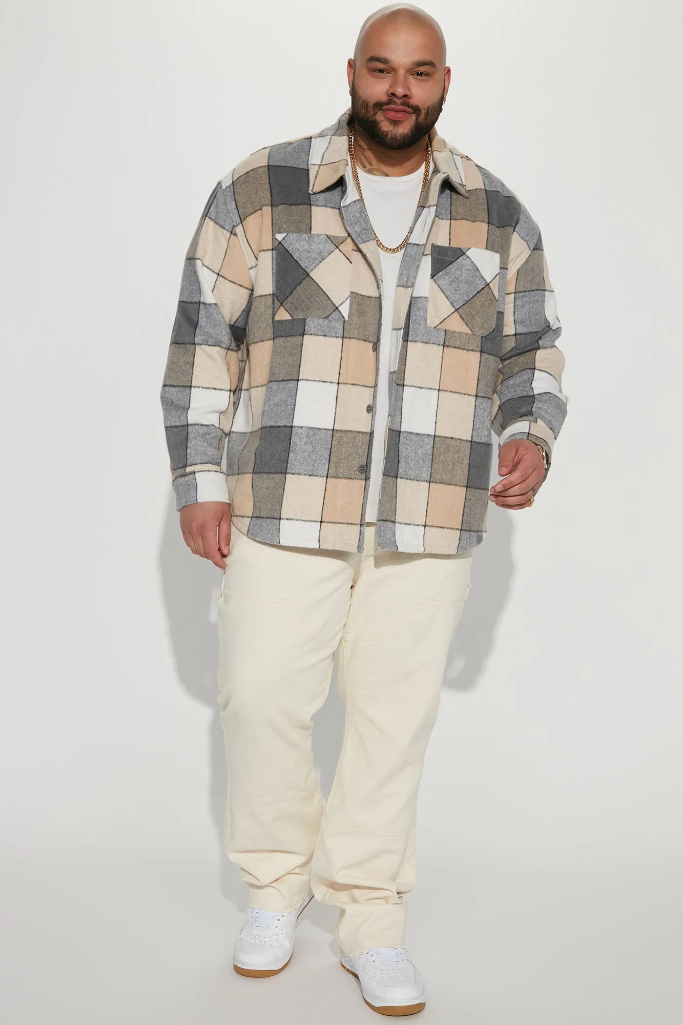 Act Two Heavyweight Flannel Button Up - Grey/combo