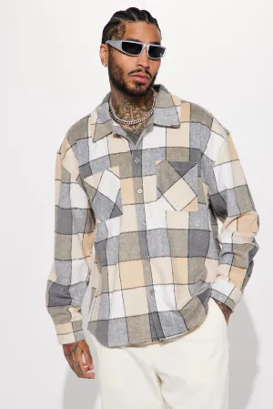Act Two Heavyweight Flannel Button Up - Grey/combo
