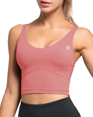AKASO Womens Longline Sports Bra Tank Top Padded Workout Running Yoga