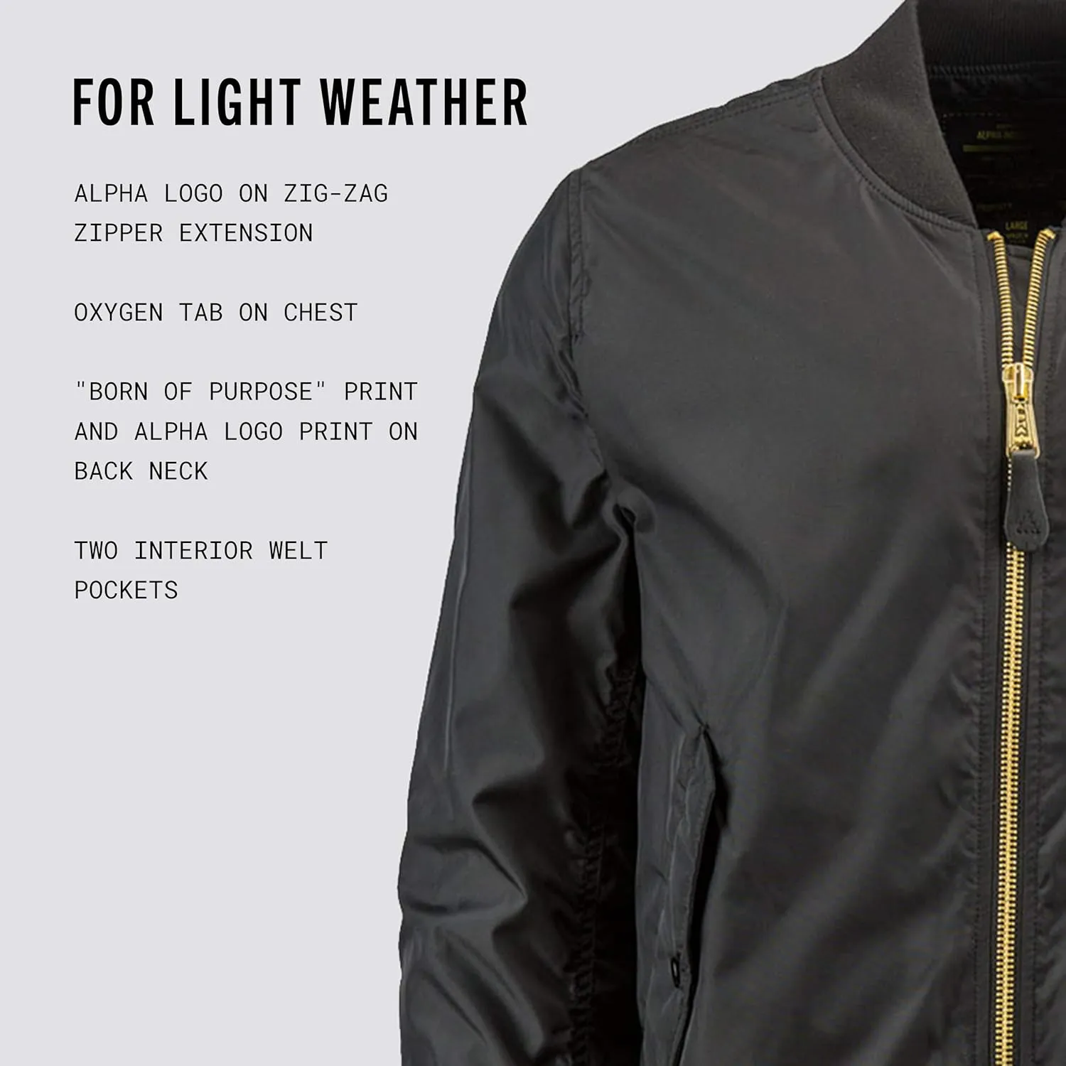 Alpha Industries Men's Ma-1 Skymaster Mid Length Zip Flight Jacket with Pockets