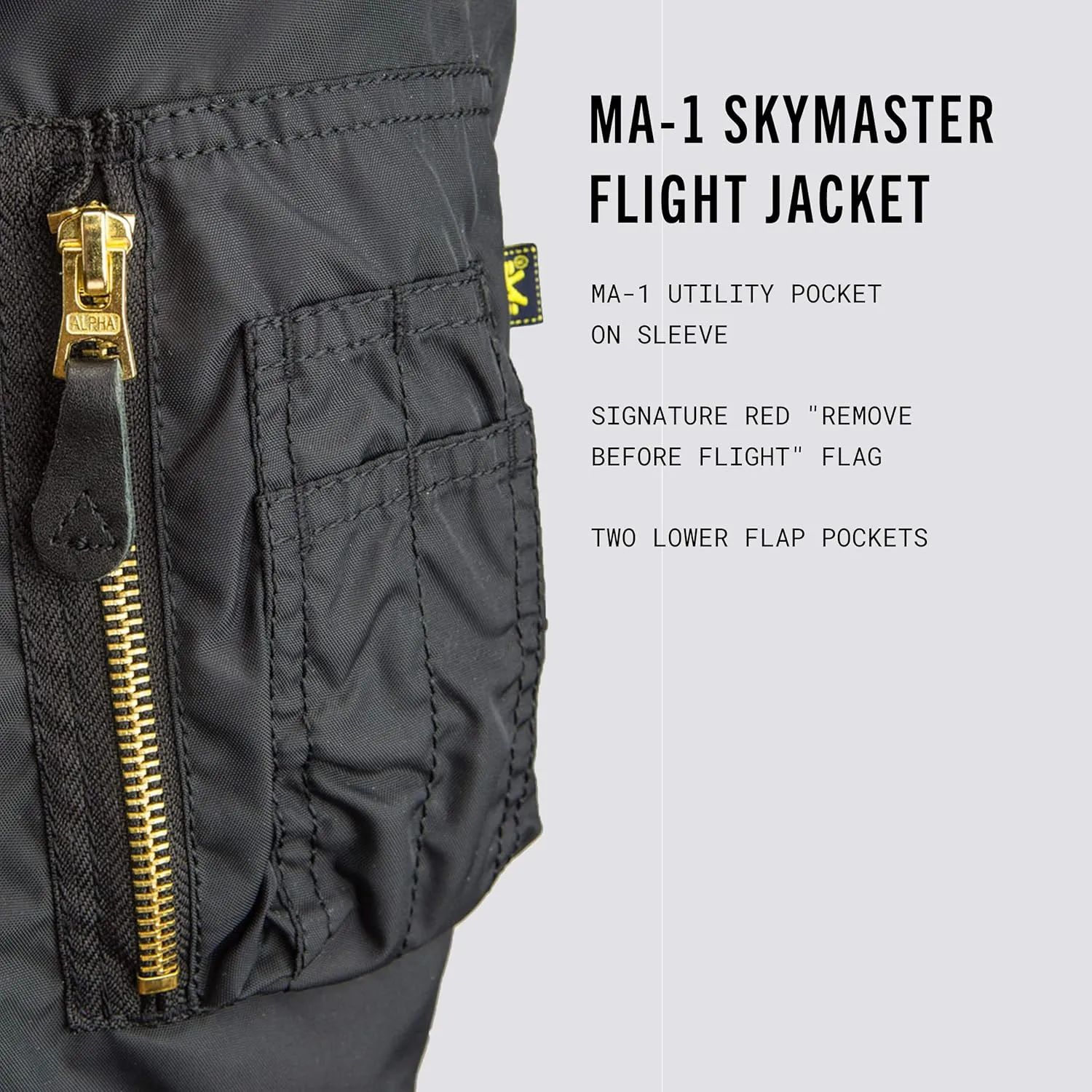 Alpha Industries Men's Ma-1 Skymaster Mid Length Zip Flight Jacket with Pockets