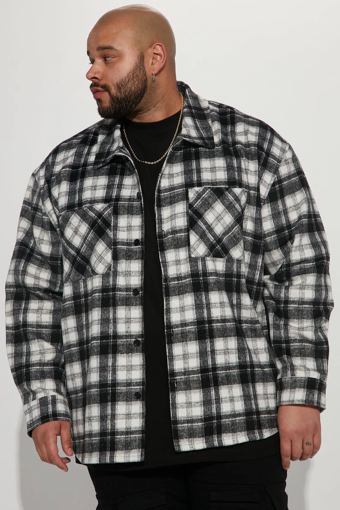 Always It Heavyweight Flannel Button Up - Black/White