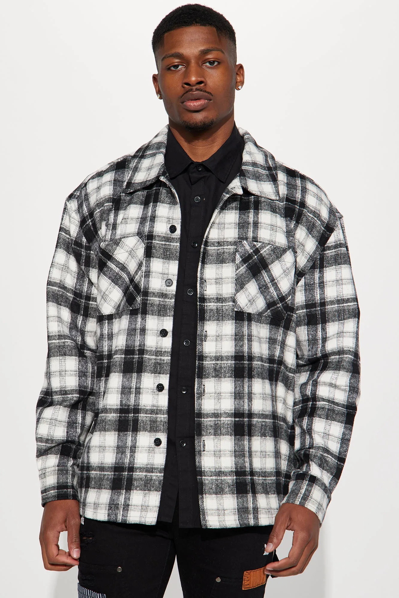 Always It Heavyweight Flannel Button Up - Black/White