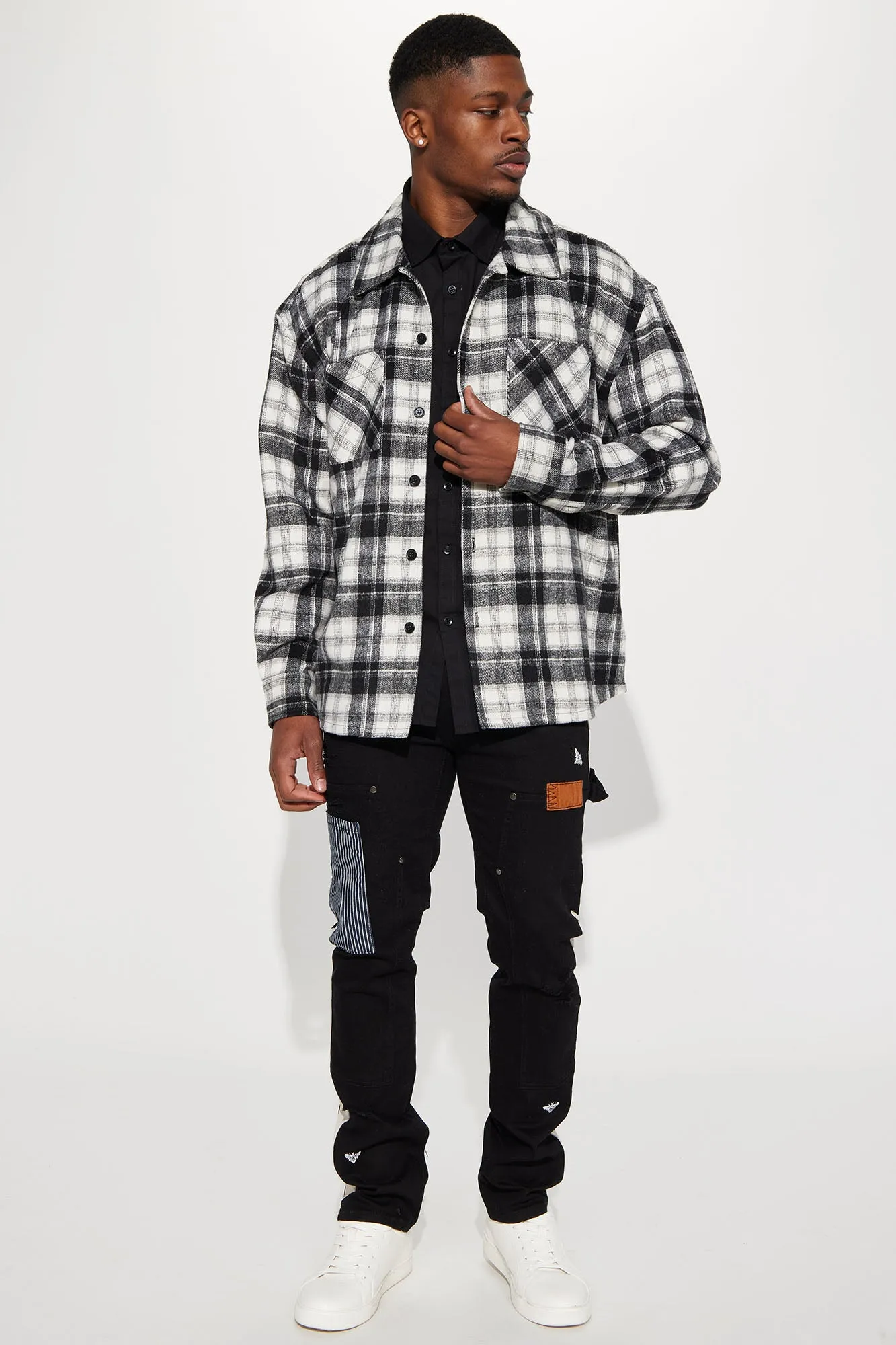 Always It Heavyweight Flannel Button Up - Black/White