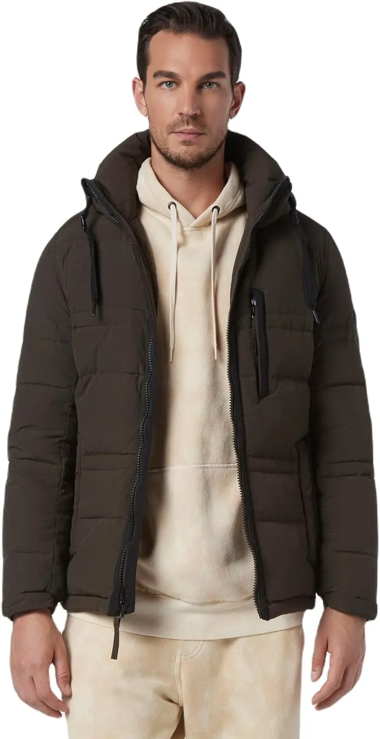 Andrew Marc Men's Huxley Mid Length Water Resistant Crinkle Down Jacket