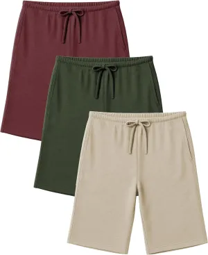 Andrew Scott Men's 3 Pack Soft & Light Cotton Drawstring Yoga Lounge & Sleep Jam Shorts/Jersey Shorts with Pockets