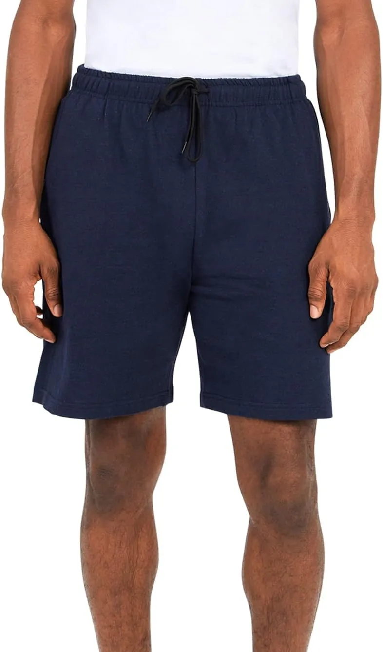 Andrew Scott Mens Cotton Knit Gym Shorts | Mid Weight Fleece Jogger Sweat Shorts|Drawstring & Pockets | Multi Packs