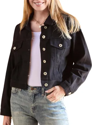 Anna-Kaci Women's Classic Long Sleeve Button Down Crop Denim Jean Jackets with Pockets