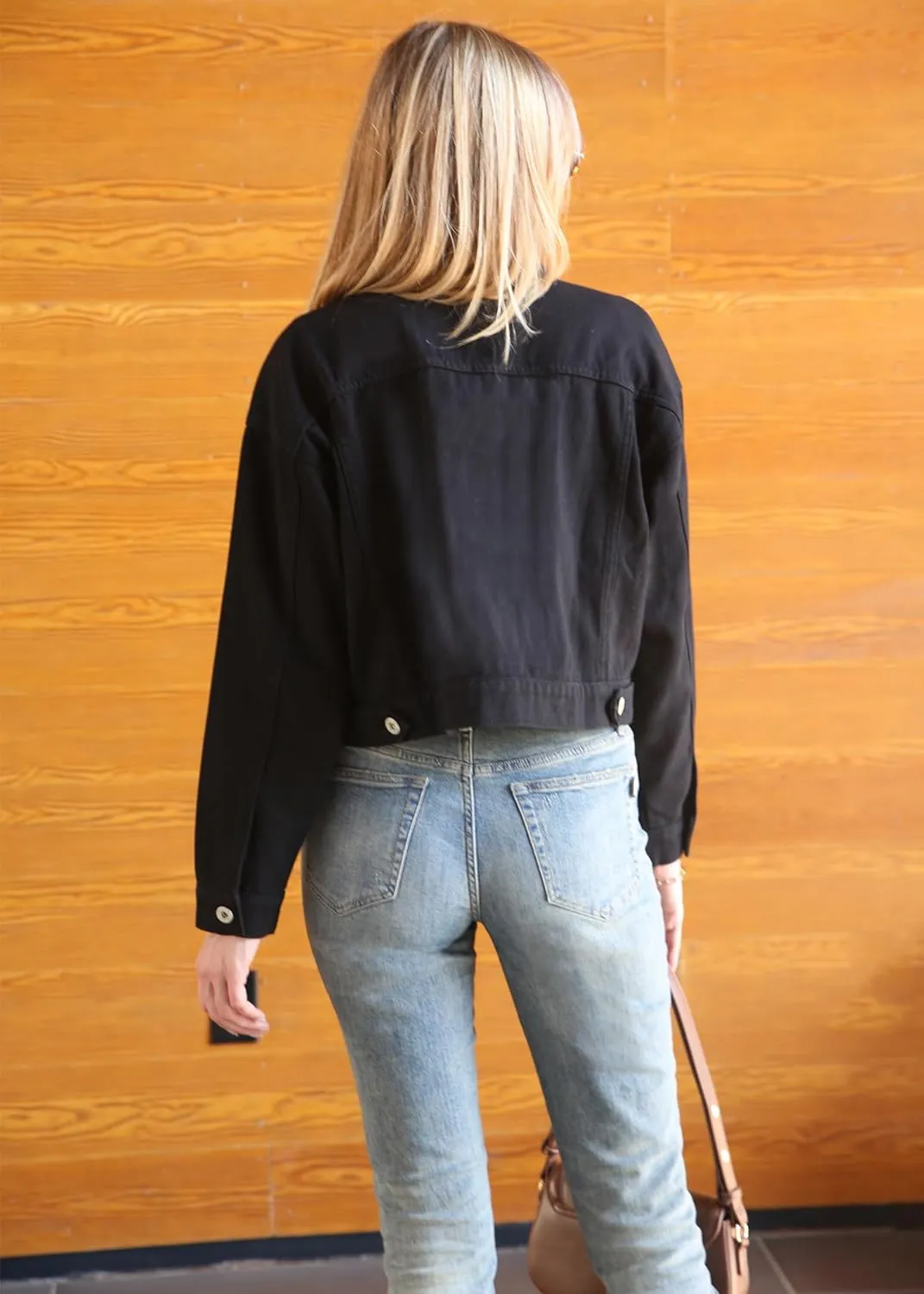 Anna-Kaci Women's Classic Long Sleeve Button Down Crop Denim Jean Jackets with Pockets