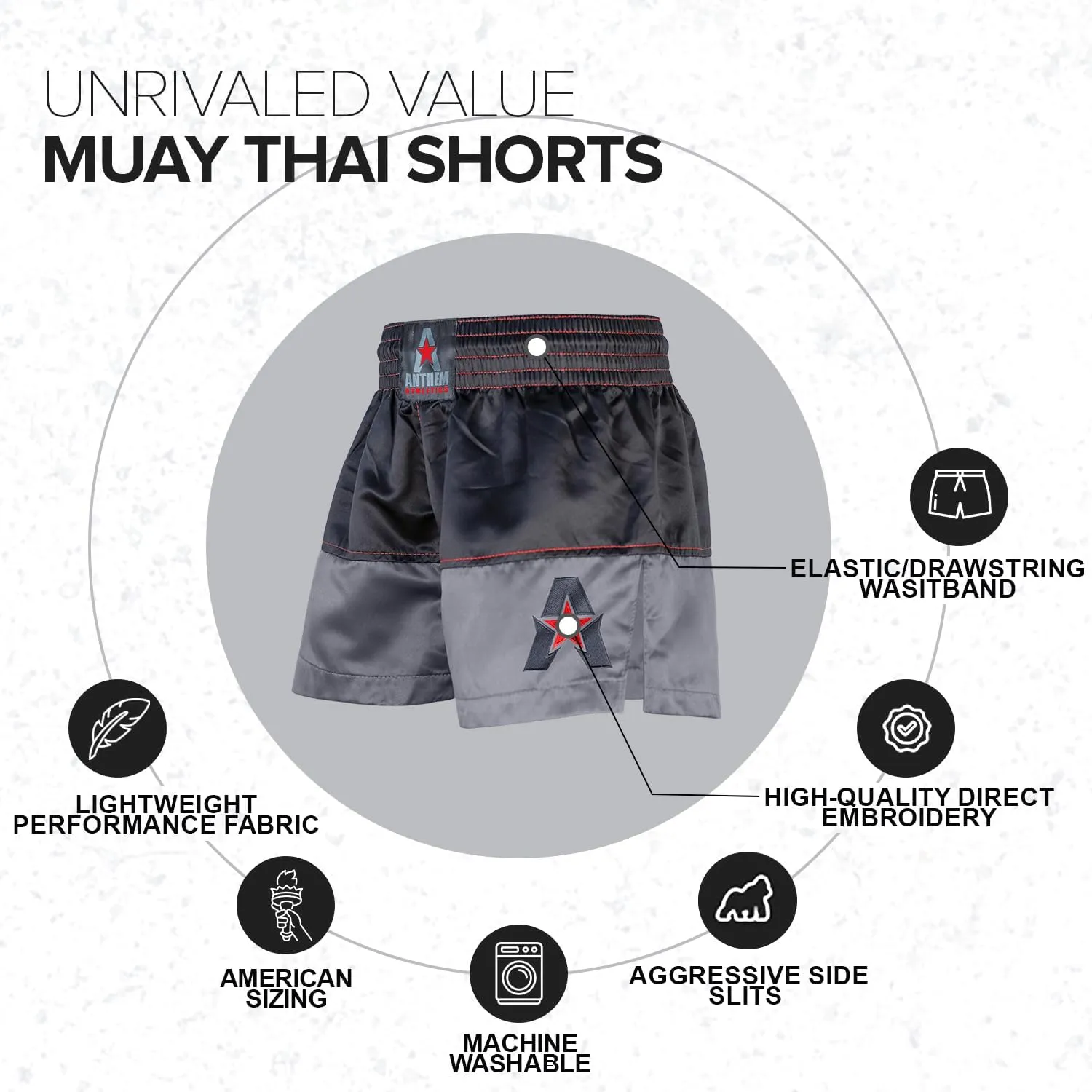 Anthem Athletics Muay Thai Shorts Men, Muay Thai Shorts Women - Kickboxing Short Boxing Trunks 5050 Classic Infinity Resolute