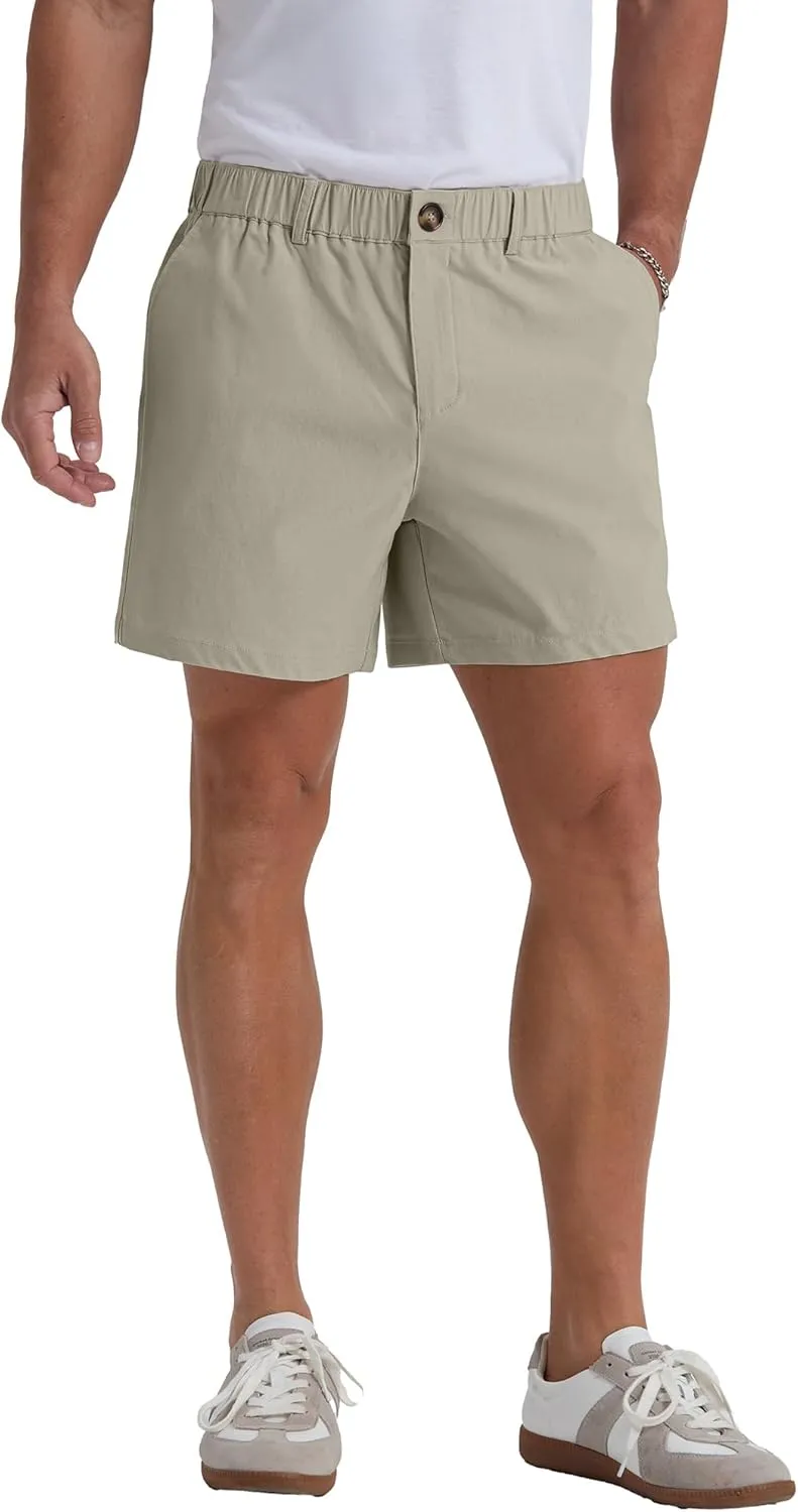 Askdeer Men's 5.5" Shorts Classic-fit Casual Elastic Waistband Shorts Summer Walking, Office, Daily Wear with Multi-Pockets