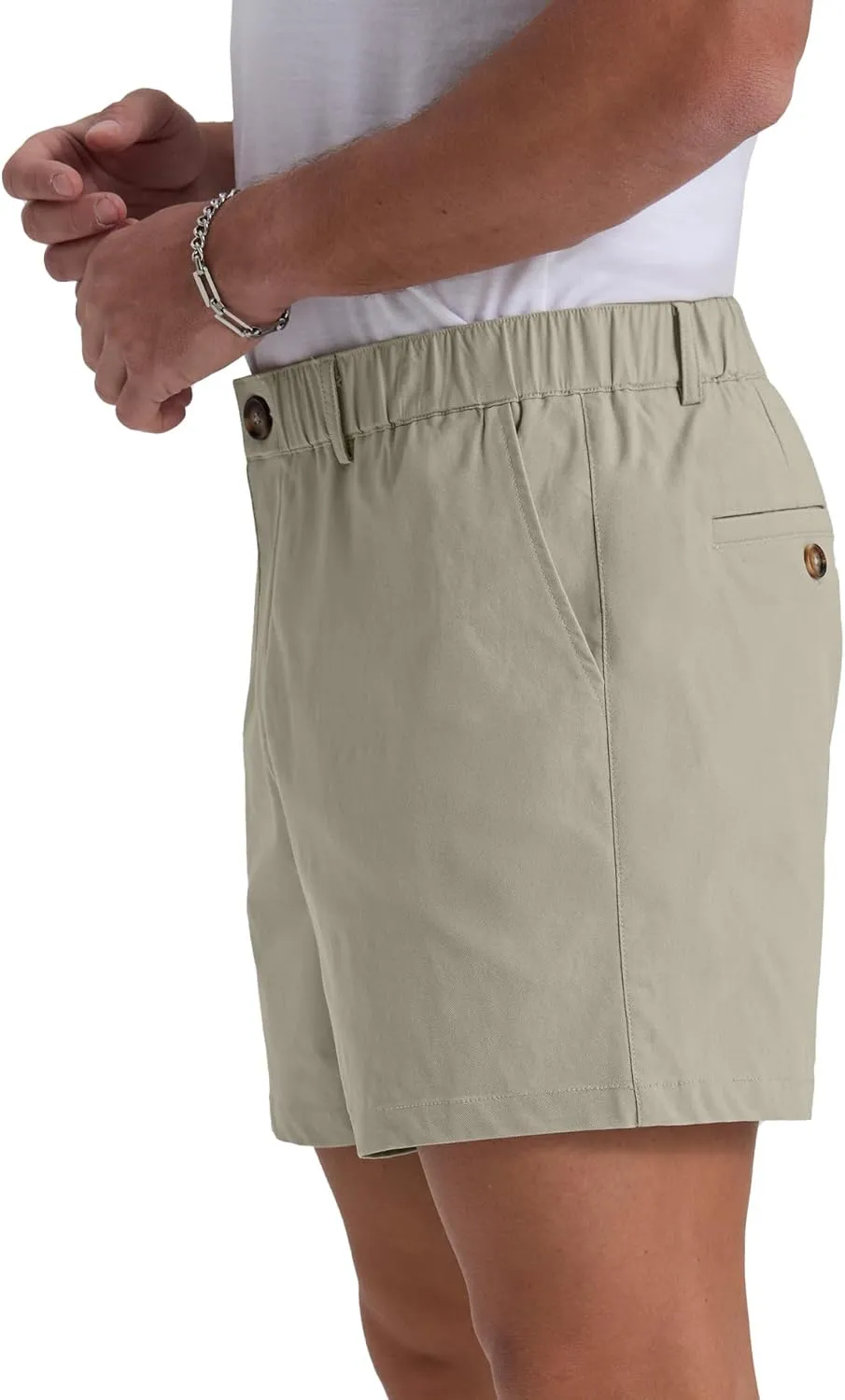 Askdeer Men's 5.5" Shorts Classic-fit Casual Elastic Waistband Shorts Summer Walking, Office, Daily Wear with Multi-Pockets