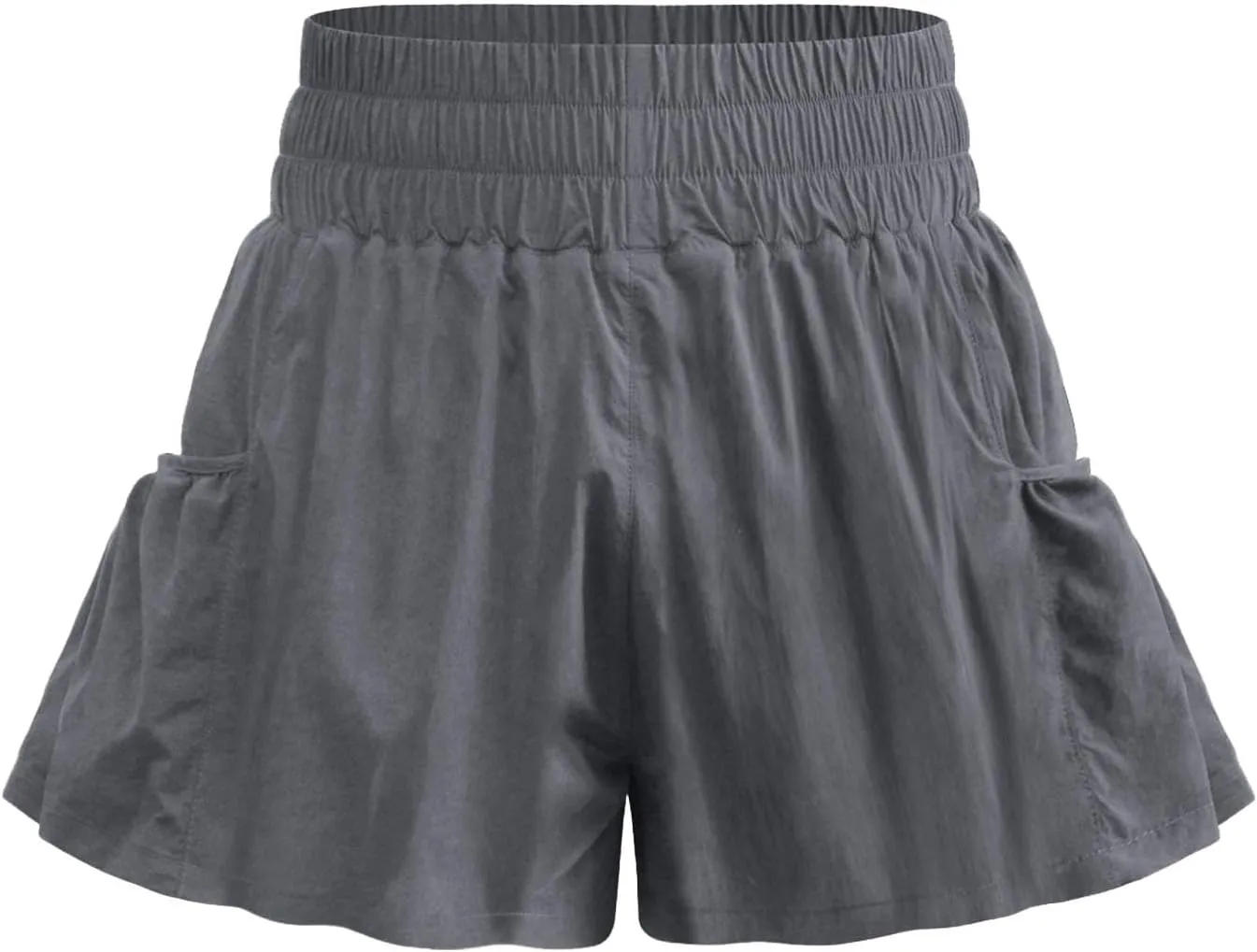 Athletic Skorts for Women Ruffle Hem Elastic High Waisted Running Workout Skirt Wide Leg Lightweight Gym Shorts with Pockets