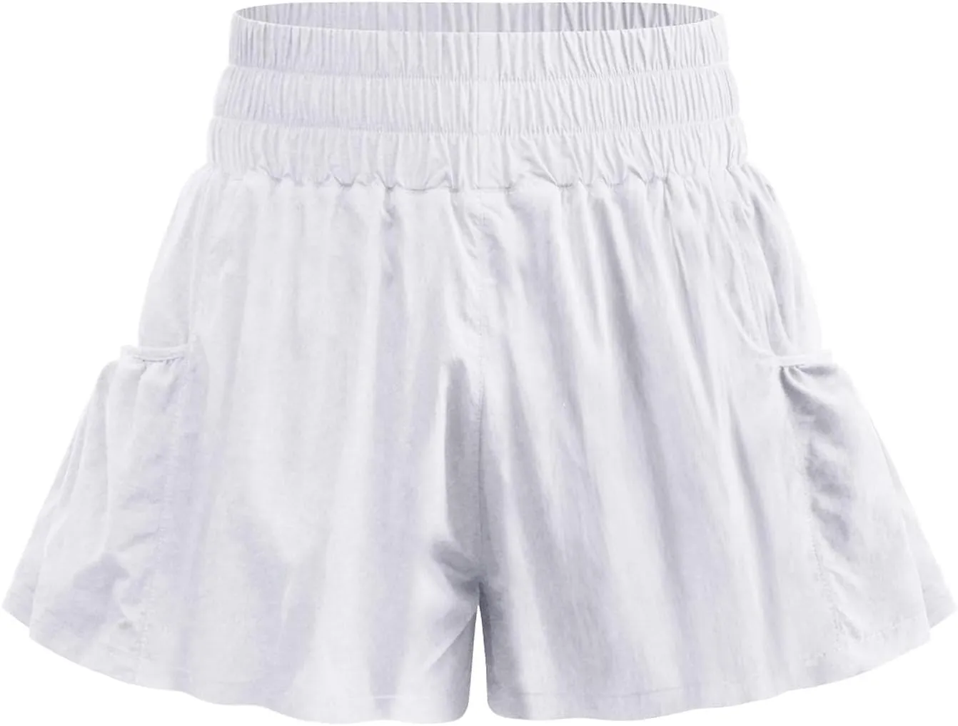 Athletic Skorts for Women Ruffle Hem Elastic High Waisted Running Workout Skirt Wide Leg Lightweight Gym Shorts with Pockets