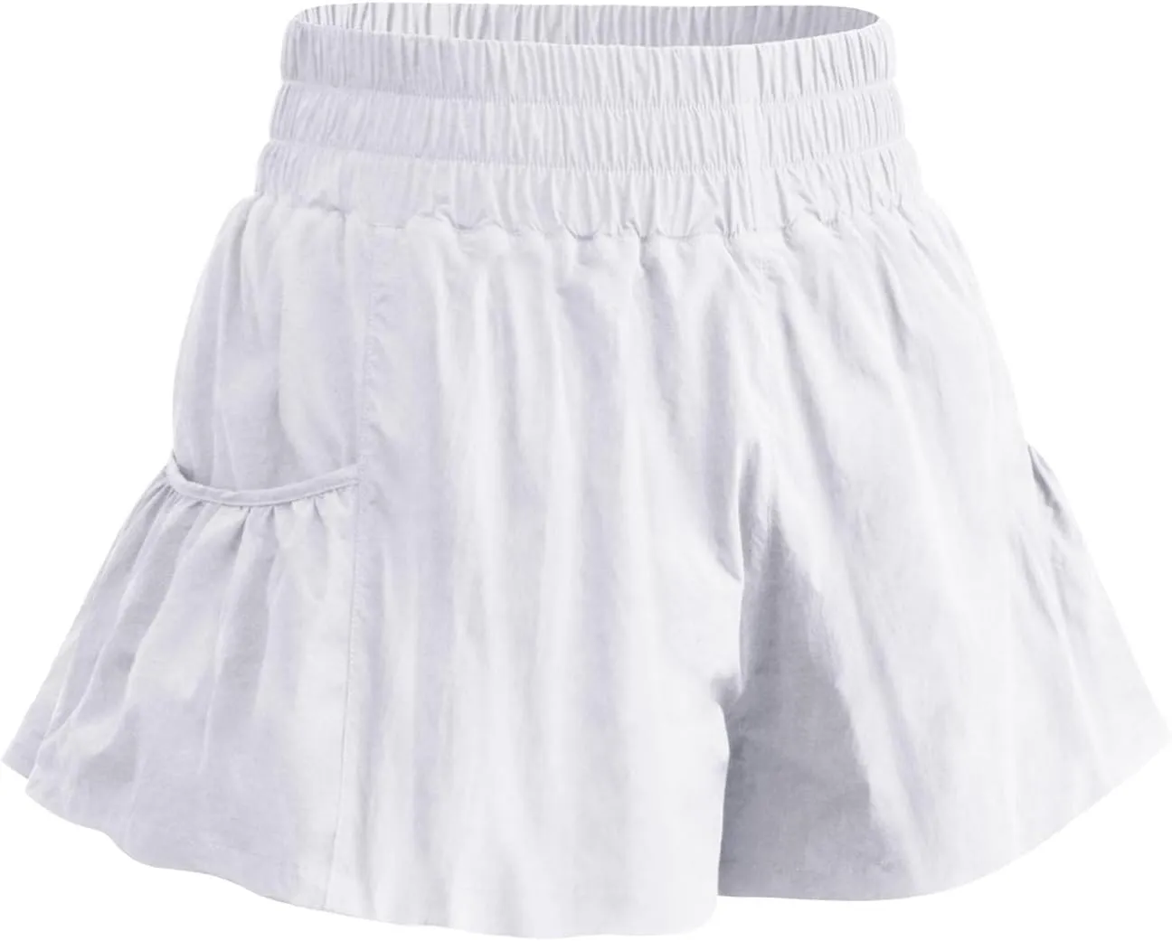 Athletic Skorts for Women Ruffle Hem Elastic High Waisted Running Workout Skirt Wide Leg Lightweight Gym Shorts with Pockets