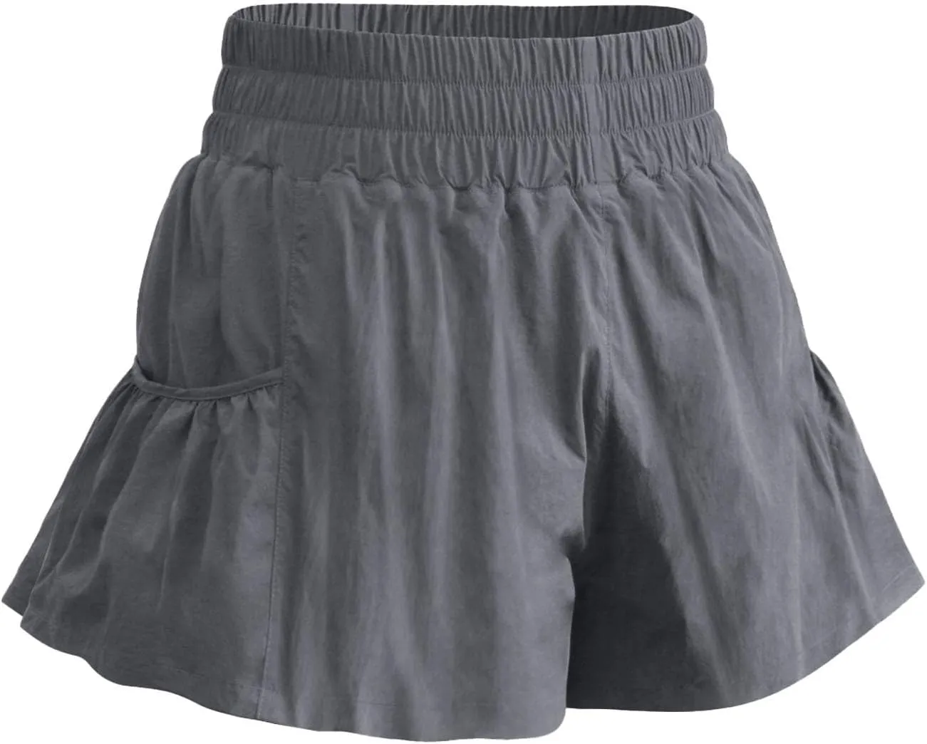 Athletic Skorts for Women Ruffle Hem Elastic High Waisted Running Workout Skirt Wide Leg Lightweight Gym Shorts with Pockets