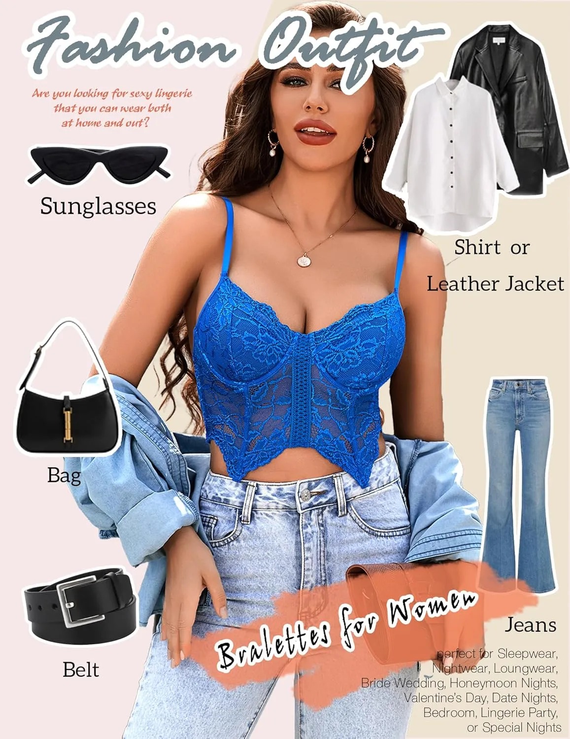 Avidlove Lace Bralettes for Women Y2k Camisole Lingerie Adjustable Strap Crop Top