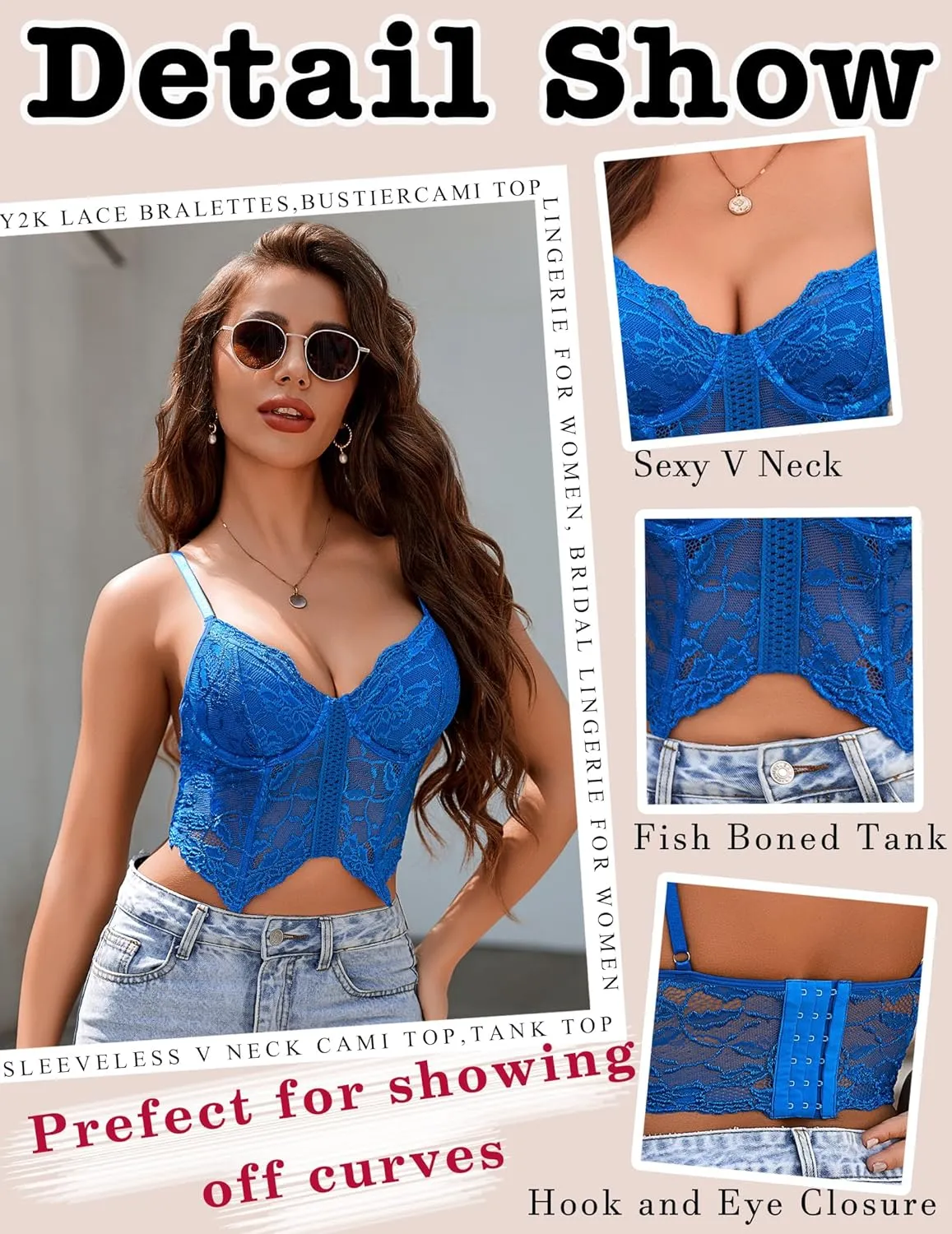 Avidlove Lace Bralettes for Women Y2k Camisole Lingerie Adjustable Strap Crop Top