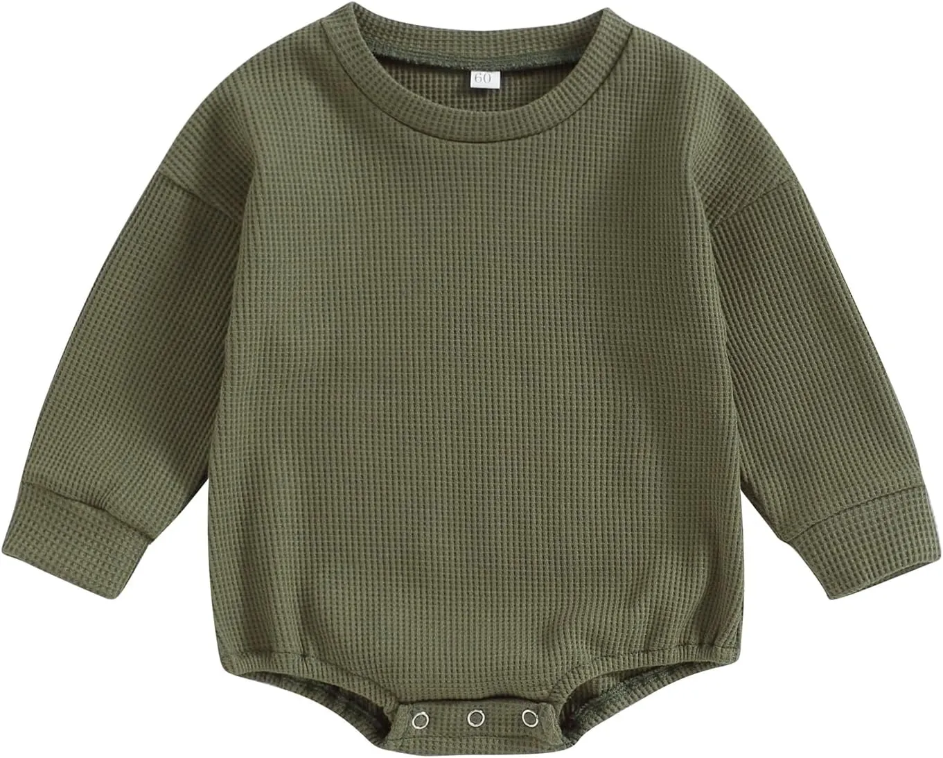 Baby Boy Girl Crewneck Sweatshirt Romper Waffle Knit Long Sleeve Bubble Romper Oversized Sweater Bodysuit Tops