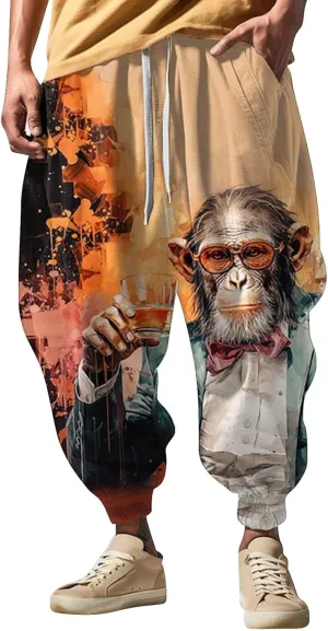 Baggy Elastic Waist Novelty Pant Feel Casual Sweatpants Mens Drawstring Aladdil Hippie Harem Pants Genie Pants Baggy