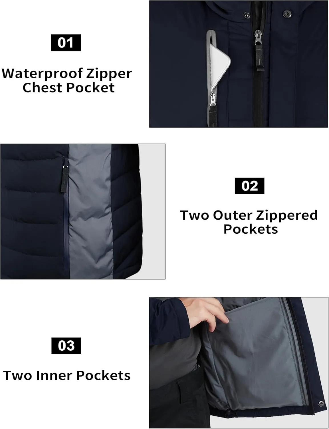 Bakery Men's Puffer Jacket Lightweight Water Resistant Hooded Down Jacket Insulated Winter Warm Coat