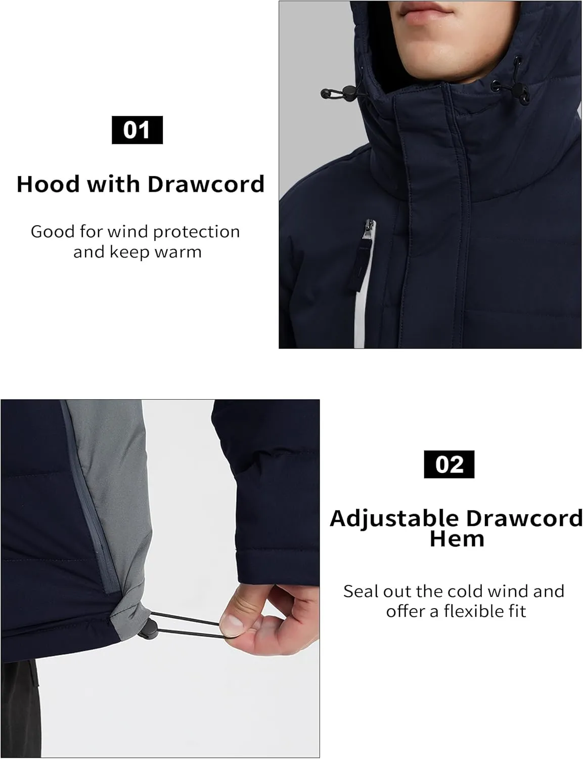 Bakery Men's Puffer Jacket Lightweight Water Resistant Hooded Down Jacket Insulated Winter Warm Coat