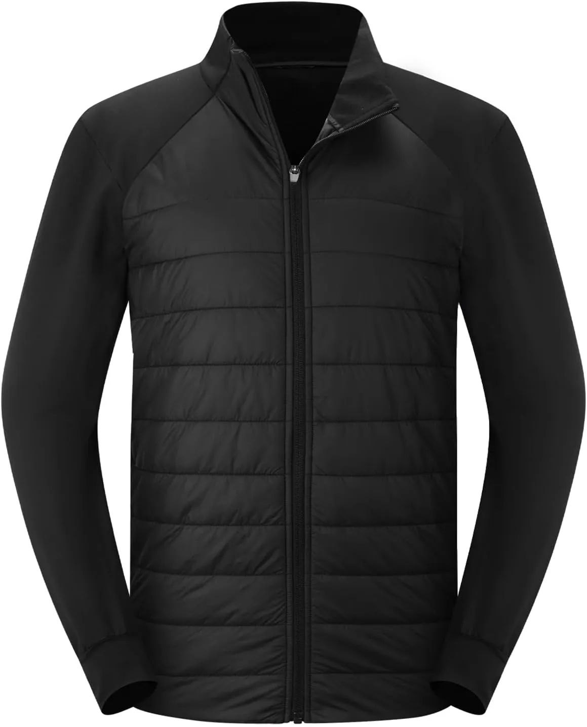 baleaf Men's Running Jacket Lightweight Thumble Hole Warm Up Puffer Jacket Hybrid Thermal Coat Insulated Hiking Golf