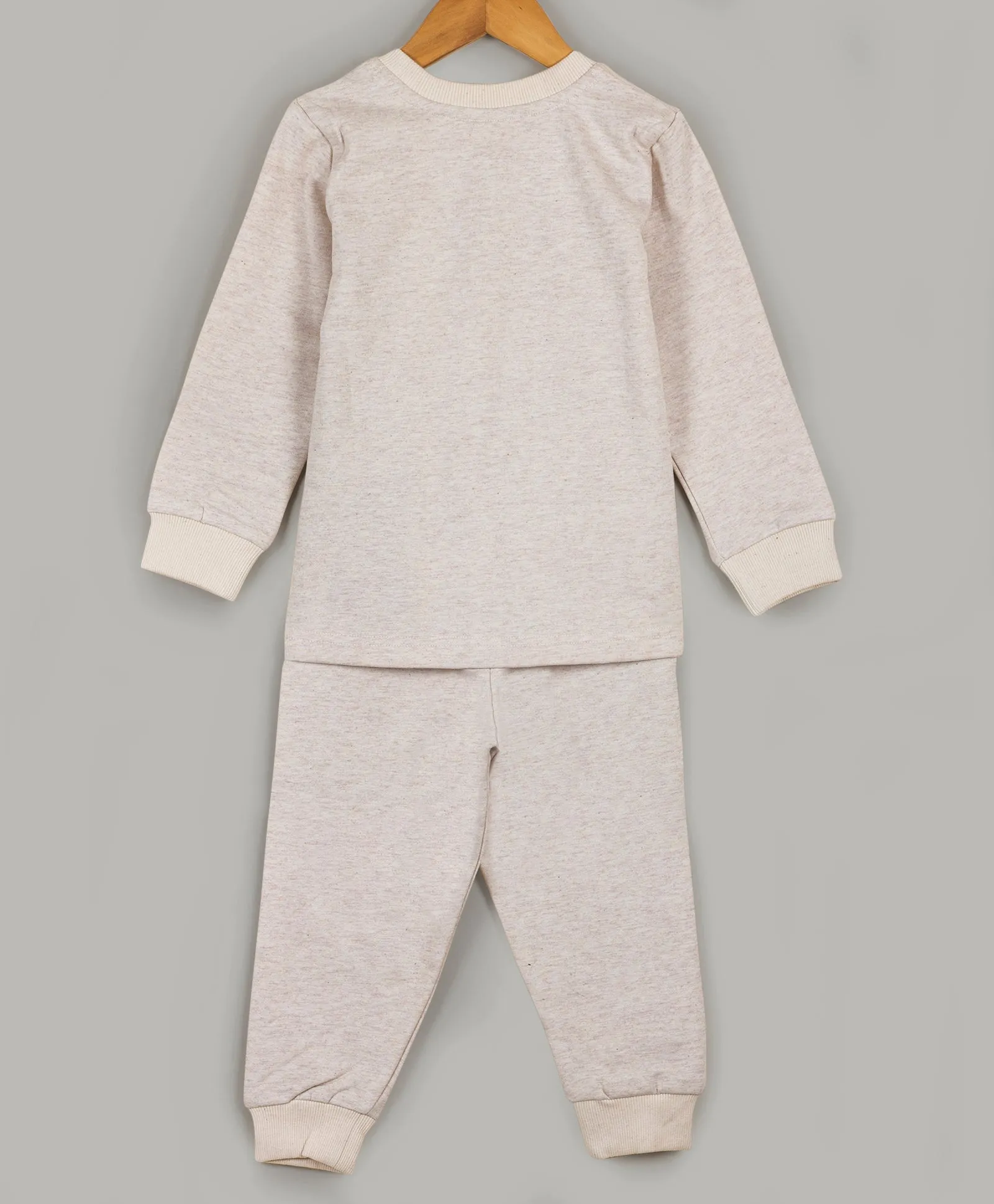 Beige tracksuit with dog face embroidery on chest