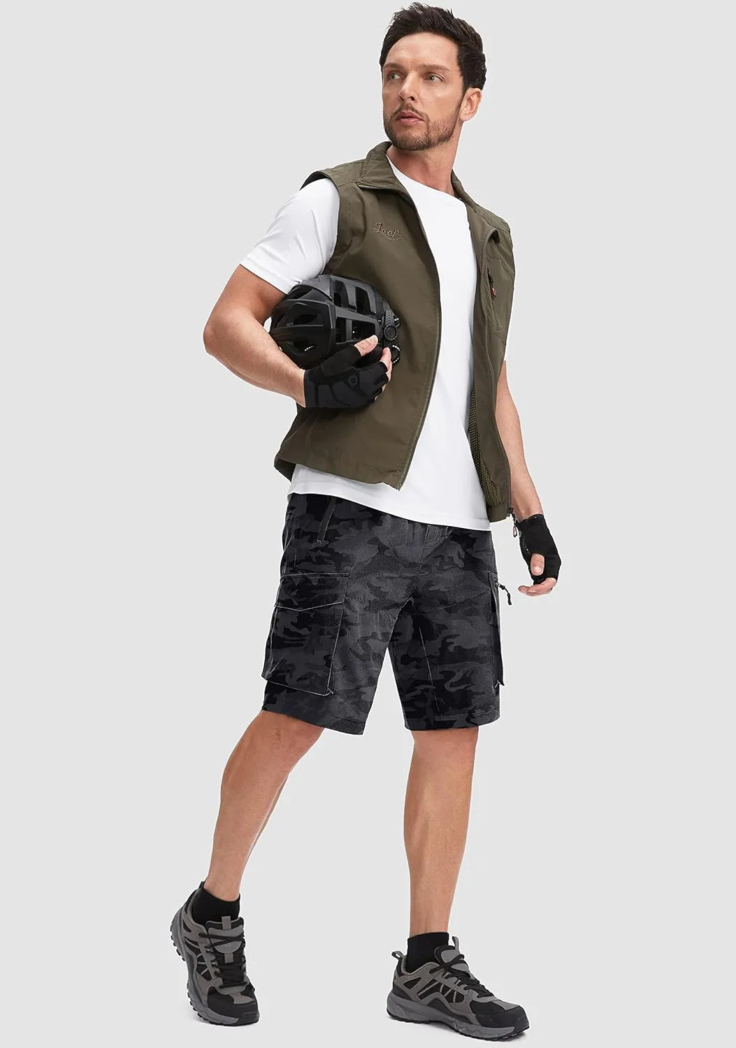 Bikewa Men's Mountain Bike Shorts 3D Padded Loose-fit Biking Riding Cycling Bicycle Biker Shorts Zipper Pockets