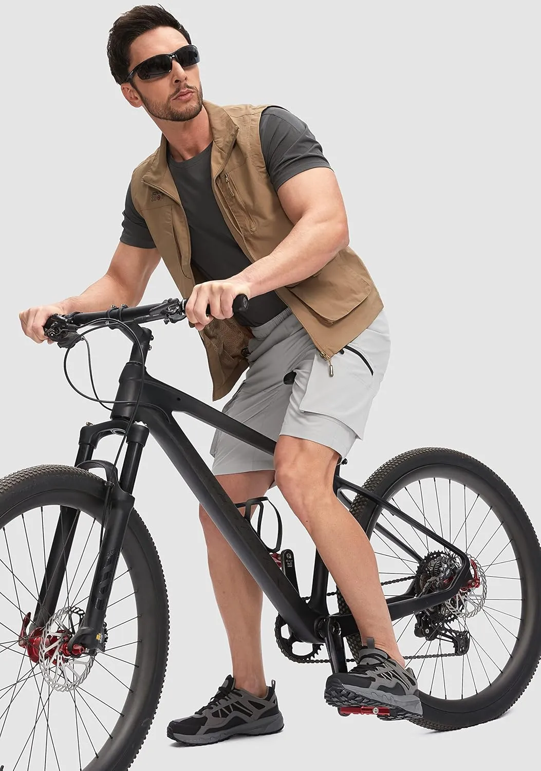 Bikewa Men's Mountain Bike Shorts 3D Padded Loose-fit Biking Riding Cycling Bicycle Biker Shorts Zipper Pockets